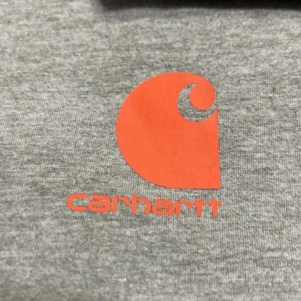 Carhartt Gray Orange Logo Long Sleeve T Shirt Women's Large EUC - Picture 3 of 8